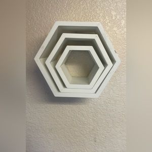 Hexagon Honeycomb Floating Wall Shelves Set of 3